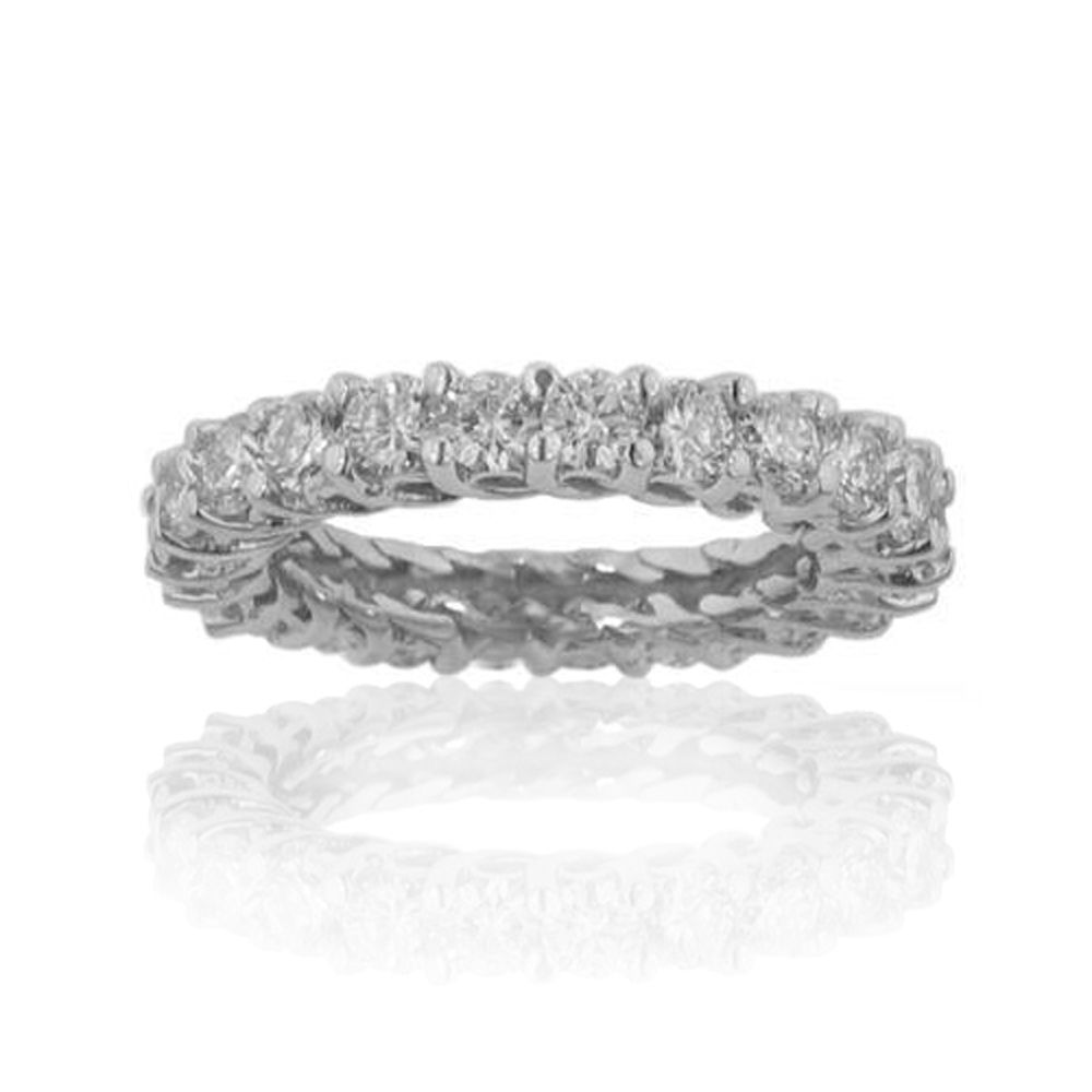 New 3.50 CT Round Cut Diamond Eternity Wedding Band Ring G/SI1 14KT White Gold
