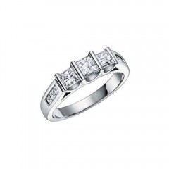 New 1.00 CT Lady's 3 Stone Princess Cut Diamond Wedding Band Ring 14 KT G/SI1