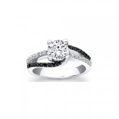 New 1.50 CT Round Cut With Black Diamond Engagement Ring 14 KT White Gold G/SI1
