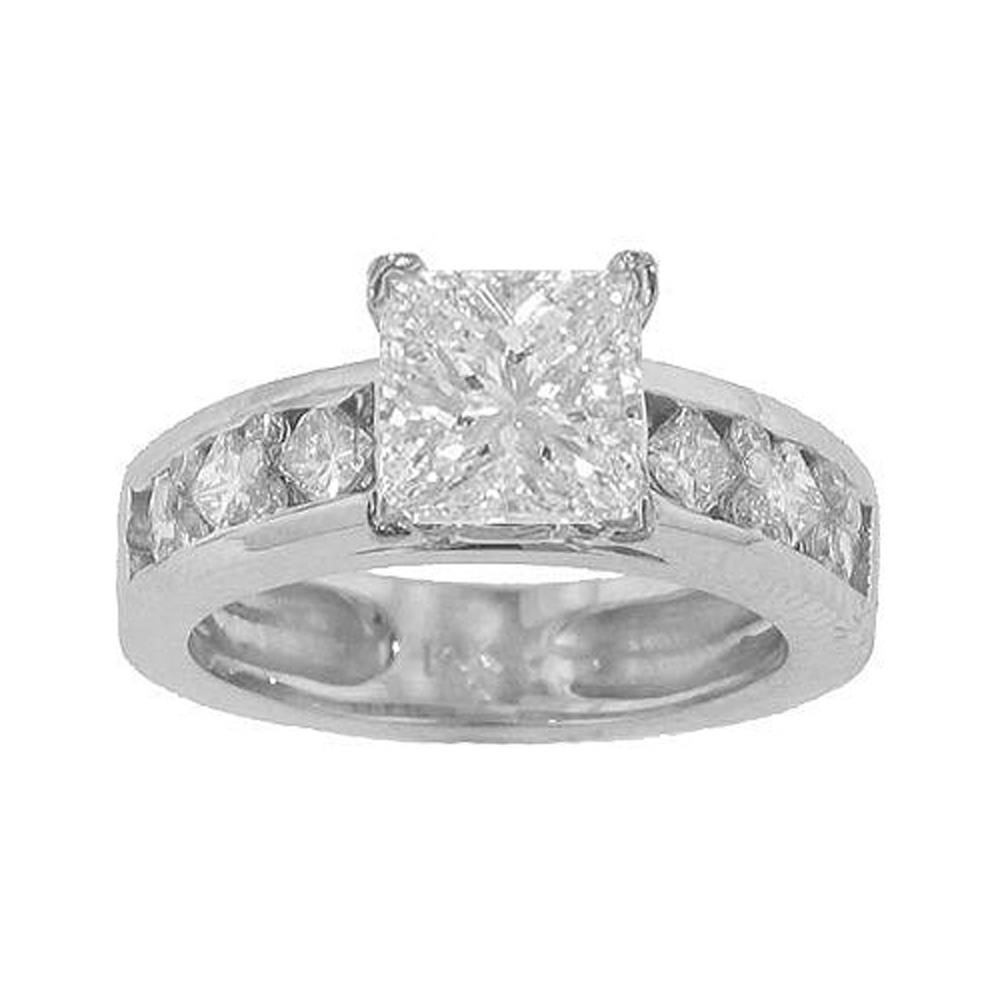 New 2.46ct Princess Round Cut Diamond Engagement Ring Band F/Vs2 Gal Certified