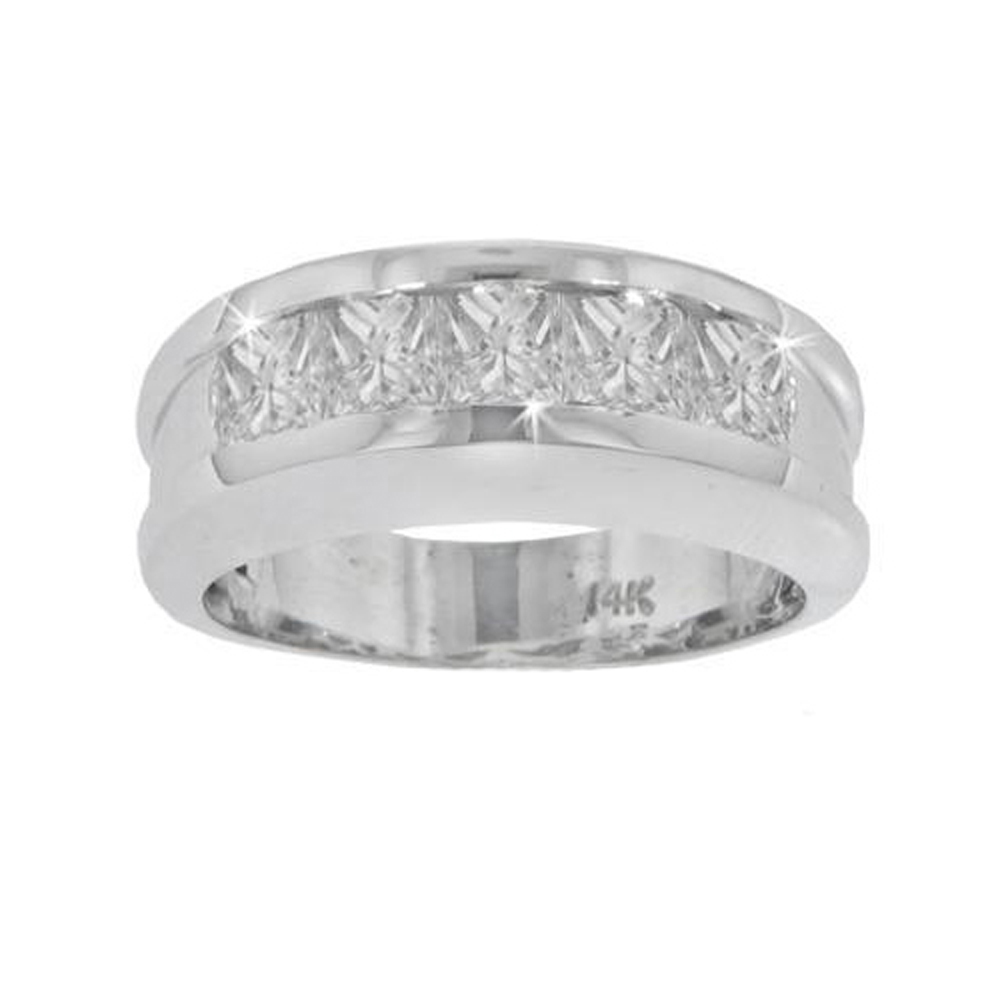 New 3.00 CT Men's Princess Cut Diamond Ring Wedding Band 14KT White Gold G/SI1