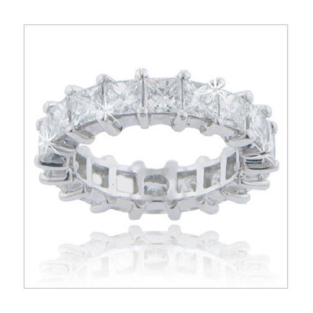 New 6.00 CT Princess Cut Diamond Eternity Wedding Band Ring 14 KT White Gold G/SI1