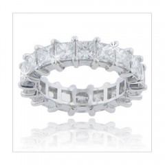 New 6.00 CT Princess Cut Diamond Eternity Wedding Band Ring 14 KT White Gold G/SI1