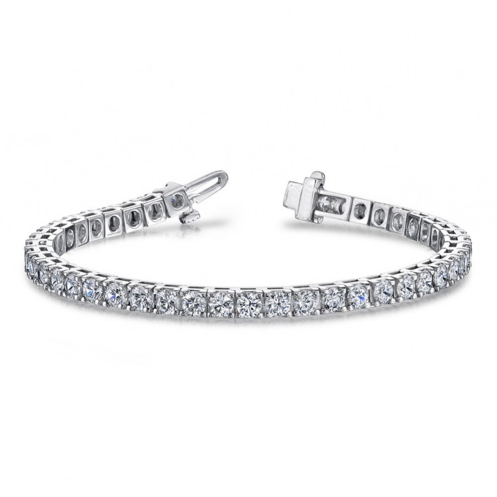 4.17 ct Ladies Princess Cut Diamond Tennis Bracelet ( Color G Clarity SI-1) in 14 kt White Gold