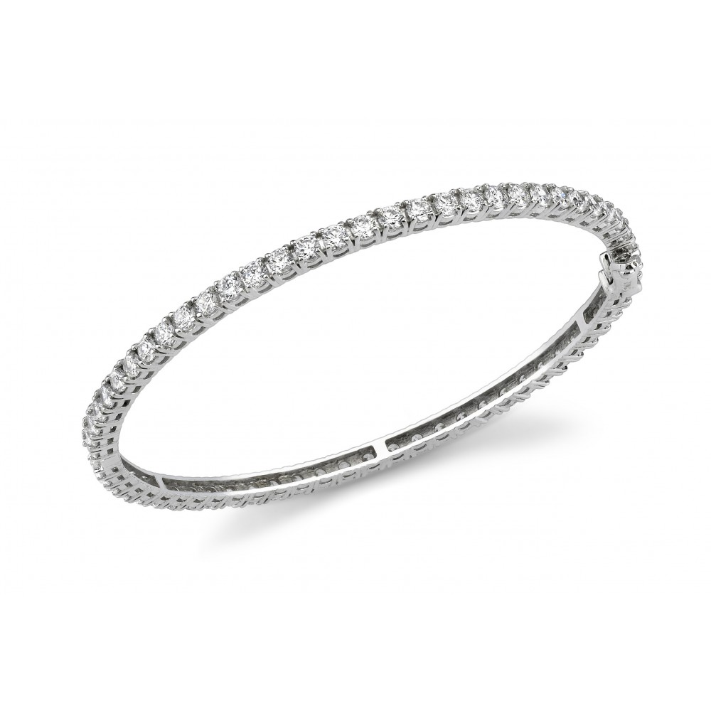 5.25 ct All Around Diamond Bangle Bracelet (Color G Clarity SI-1) in 14 kt White Gold