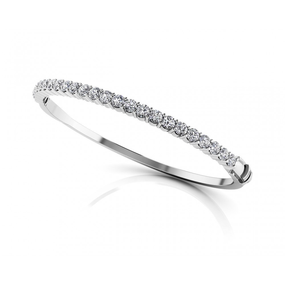 3.00 ct All Around Diamond Top Bangle Bracelet (Color G Clarity SI-1) in 14 kt White Gold