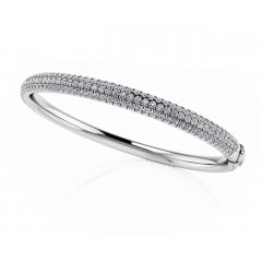7.00 ct Triple Row Diamond Bangle Bracelet (Color G Clarity SI-1) in 14 kt White Gold