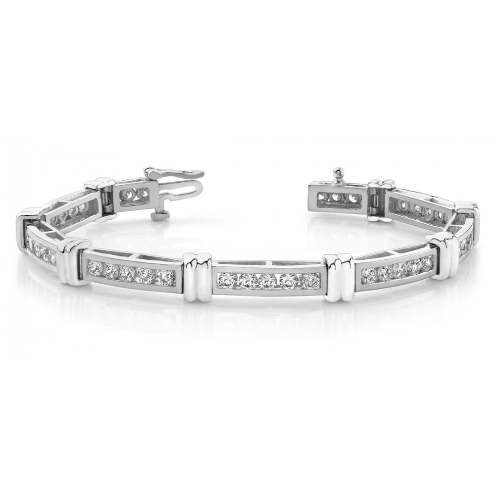 4.14 ct Ladies Round Cut Diamond Tennis Bracelet ( Color G Clarity SI-1) in 14 kt White Gold