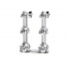 1.00 ct Ladies Round Cut Diamond Drop Earrings (Color G Clarity SI-1) in 14 Karat White Gold
