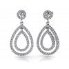 5.16 ct Ladies Round Cut Double Teardrop Diamond Earrings (Color G Clarity SI-1) in 14 kt White Gold