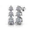 1.00 ct Ladies Round Cut Diamond Drop Earrings (Color G Clarity SI-1) in 18 Karat White Gold