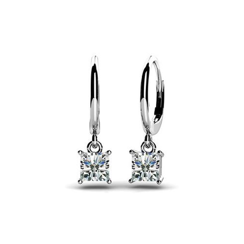 New 2.00 CT Lady's Princess Cut Diamond Drop Dangle Stud Earrings 14KT W/Y Gold