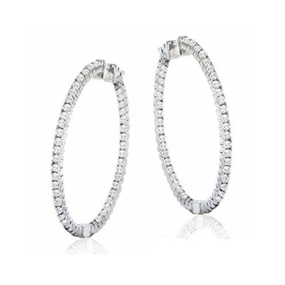 1.40 CT Round Cut Diamonds Hoops Huggies Earrings G/SI1