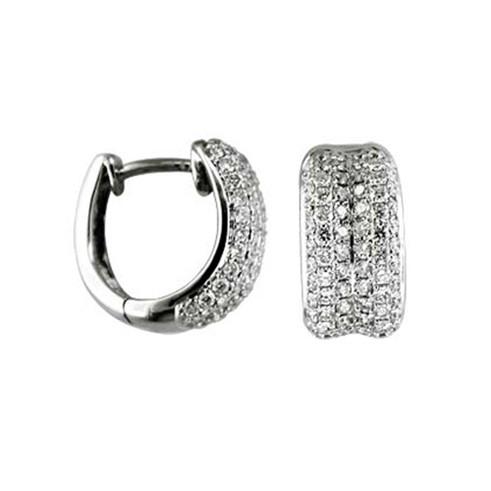 1.50ct Round Cut Pave Diamonds Hoops Huggies Earrings