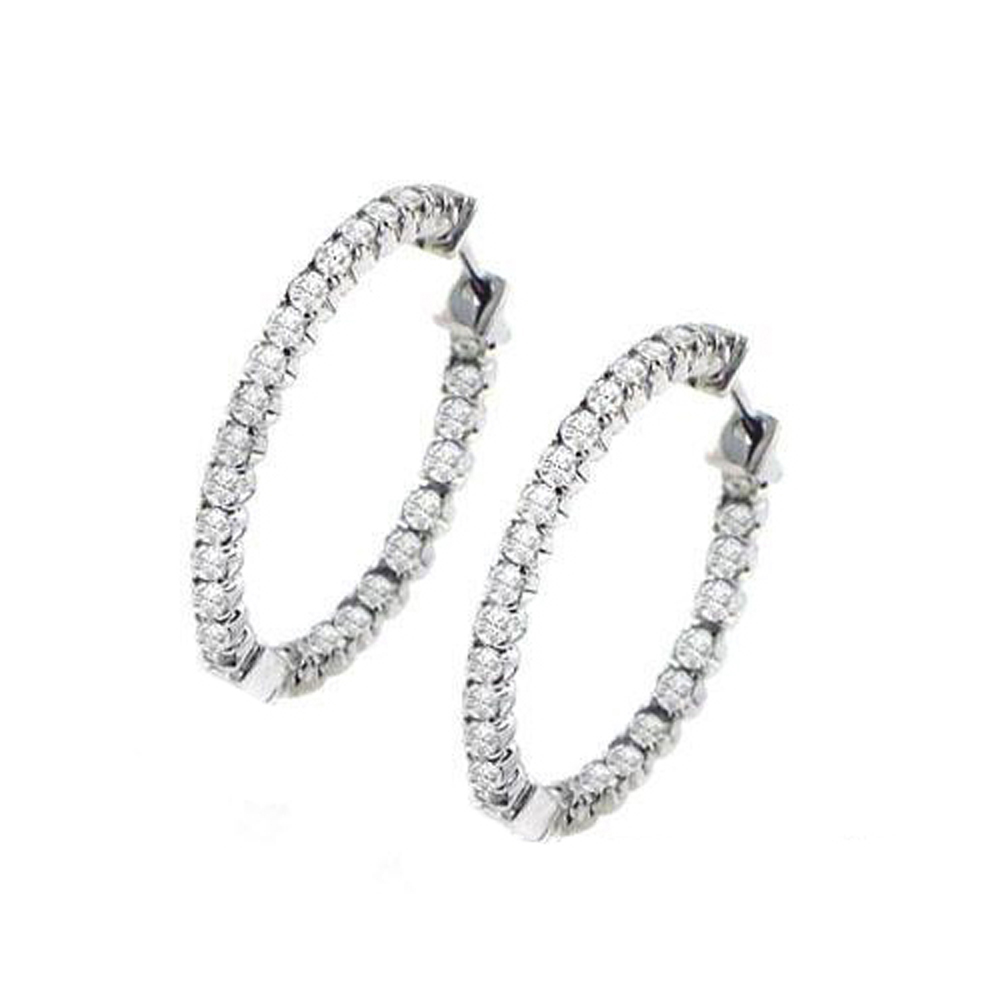 1.70 ct. Round Cut Diamonds Hoops Huggies Earrings F/VS2