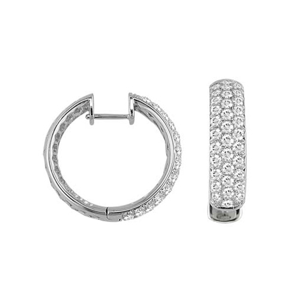 3.50ct Round Cut Pave Diamonds Hoops Huggies Earrings