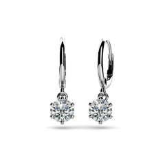 New 1.00 CT Lady's Princess Cut Diamond Drop Dangle Stud Earrings 14KT W/Y Gold