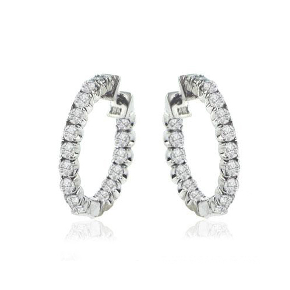 New 1.70CT Round Cut Diamond Hoop Huggie Earrings G/SI1 0.80" in Diameter 14KT