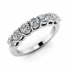 1.05 ct Ladies Round Cut Diamond Eternity Wedding Band Ring (Color G Clarity SI-1) in 14 Kt White Gold