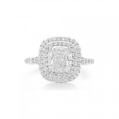 2.75 Ct Cushion And Round Cut Diamond Engagement Ring G/Si1 14 Kt White Gold