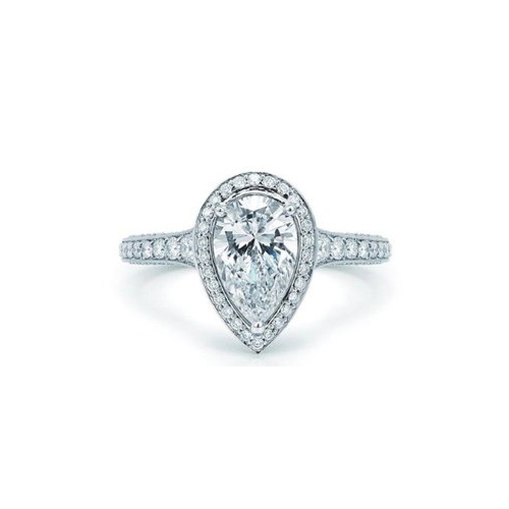 2.75 CT Pear Cut and Round Cut Diamond Engagement Ring G/SI1 14 KT White Gold