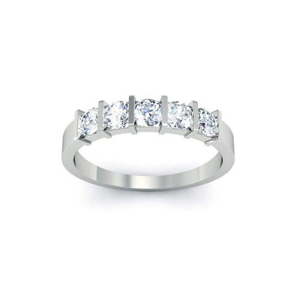  0.75 Ct Round Cut Diamond 5 Stone Wedding Band Ring White Gold G/Si1