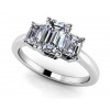 1.20  ct Ladies Emerald Cut 3 Stone Engagement Diamond Ring (Color G Clarity SI-1) in 14 kt White Gold