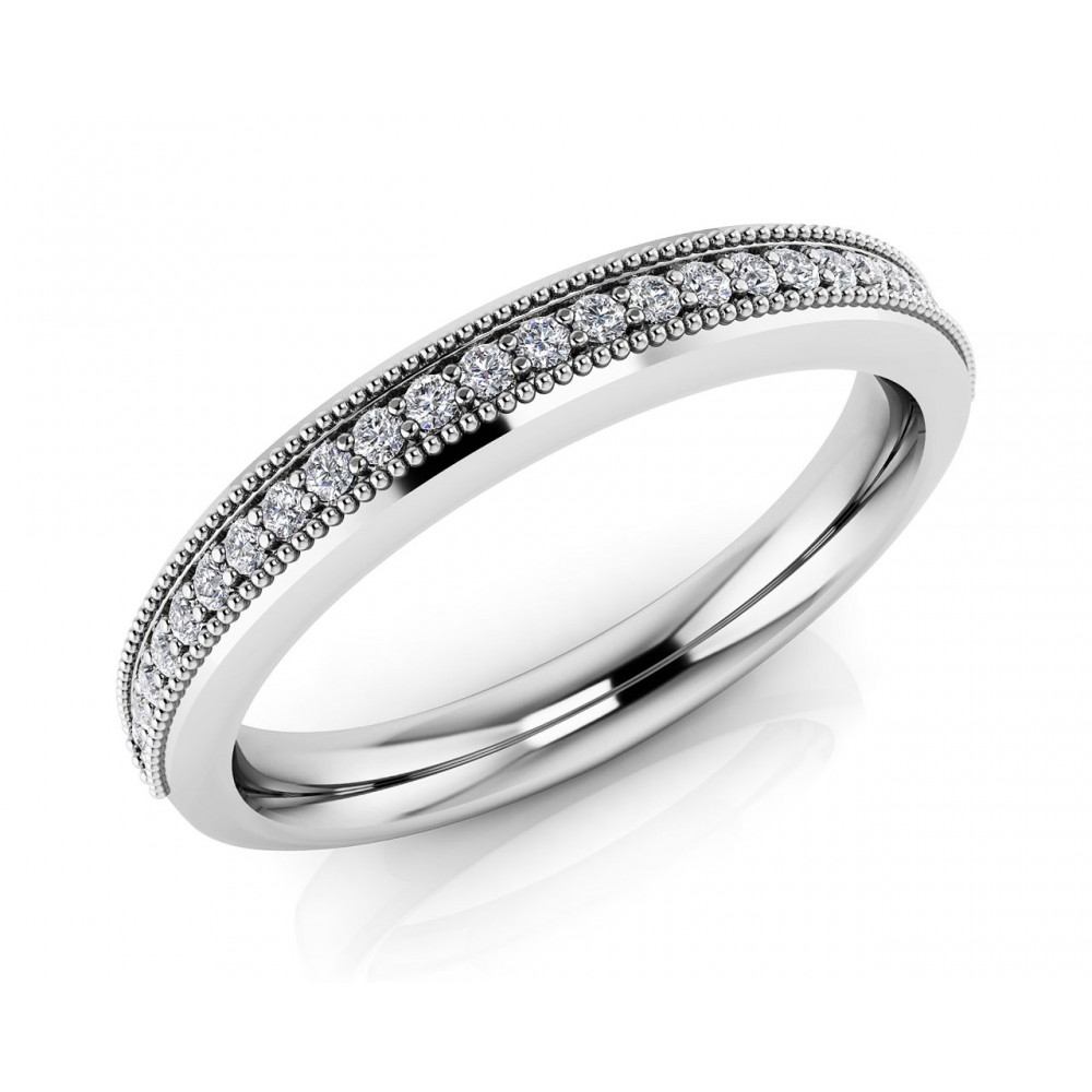 0.90 ct Ladies Round Cut Diamond Eternity Wedding Band Ring (Color G Clarity SI-1) in 14 Kt White Gold