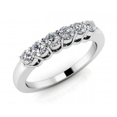 0.90 ct Ladies Round Cut Diamond Eternity Wedding Band Ring (Color G Clarity SI-1) in 14 Kt White Gold