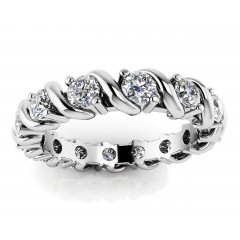 1.25 ct Ladies Round Cut Diamond Eternity Wedding Band Ring (Color G Clarity SI-1) in 14 Kt White Gold