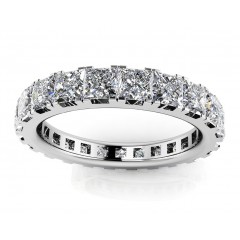 5.08 ct Ladies Princess Cut Diamond Eternity Wedding Band Ring (Color G Clarity SI-1) in 14 Kt White Gold