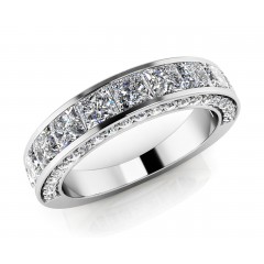 1.67 ct Ladies Round and Princess Cut Diamond Eternity Wedding Band Ring (Color G Clarity SI-1) in 14 Kt White Gold