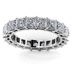 5.10 ct Ladies Princess Cut Diamond Eternity Wedding Band Ring (Color G Clarity SI-1) in 14 Kt White Gold