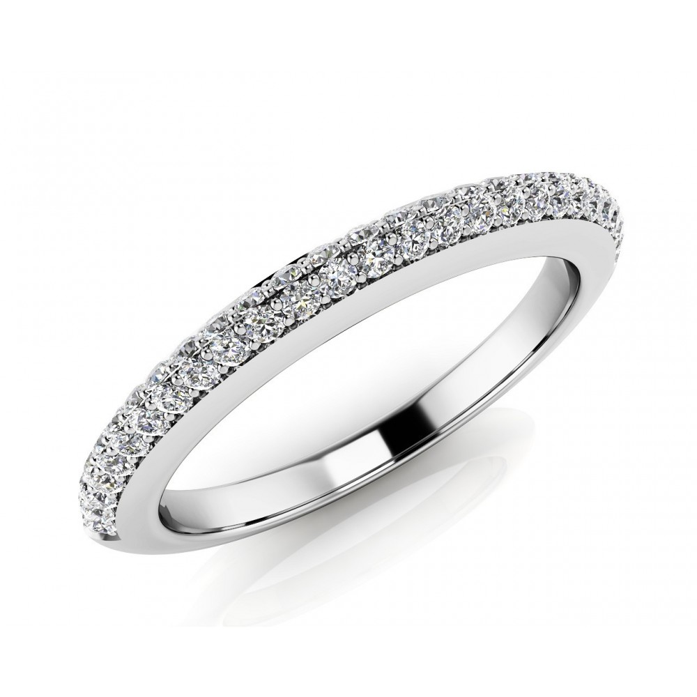 0.65 ct Ladies Round Cut Diamond Eternity Wedding Band Ring (Color G Clarity SI-1) in 14 Kt White Gold