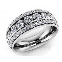 3.21 ct Ladies  Round Cut Diamond Eternity Wedding Band Ring (Color G Clarity SI-1) in 14 Kt White Gold