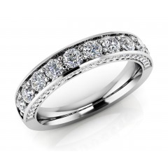 1.59 ct Ladies  Round Cut Diamond Eternity Wedding Band Ring (Color G Clarity SI-1) in 14 Kt White Gold