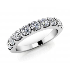 1.35 ct Ladies  Round Cut Diamond Eternity Wedding Band Ring (Color G Clarity SI-1) in 14 Kt White Gold