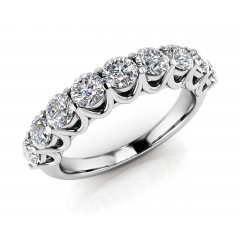 1.29 ct Ladies Round Cut Diamond Eternity Wedding Band Ring (Color G Clarity SI-1) in 14 Kt White Gold