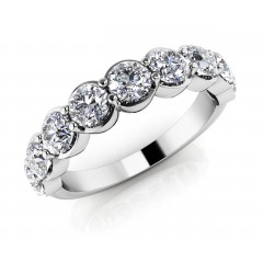 1.27 ct Ladies Round Cut Diamond Eternity Wedding Band Ring (Color G Clarity SI-1) in 14 Kt White Gold