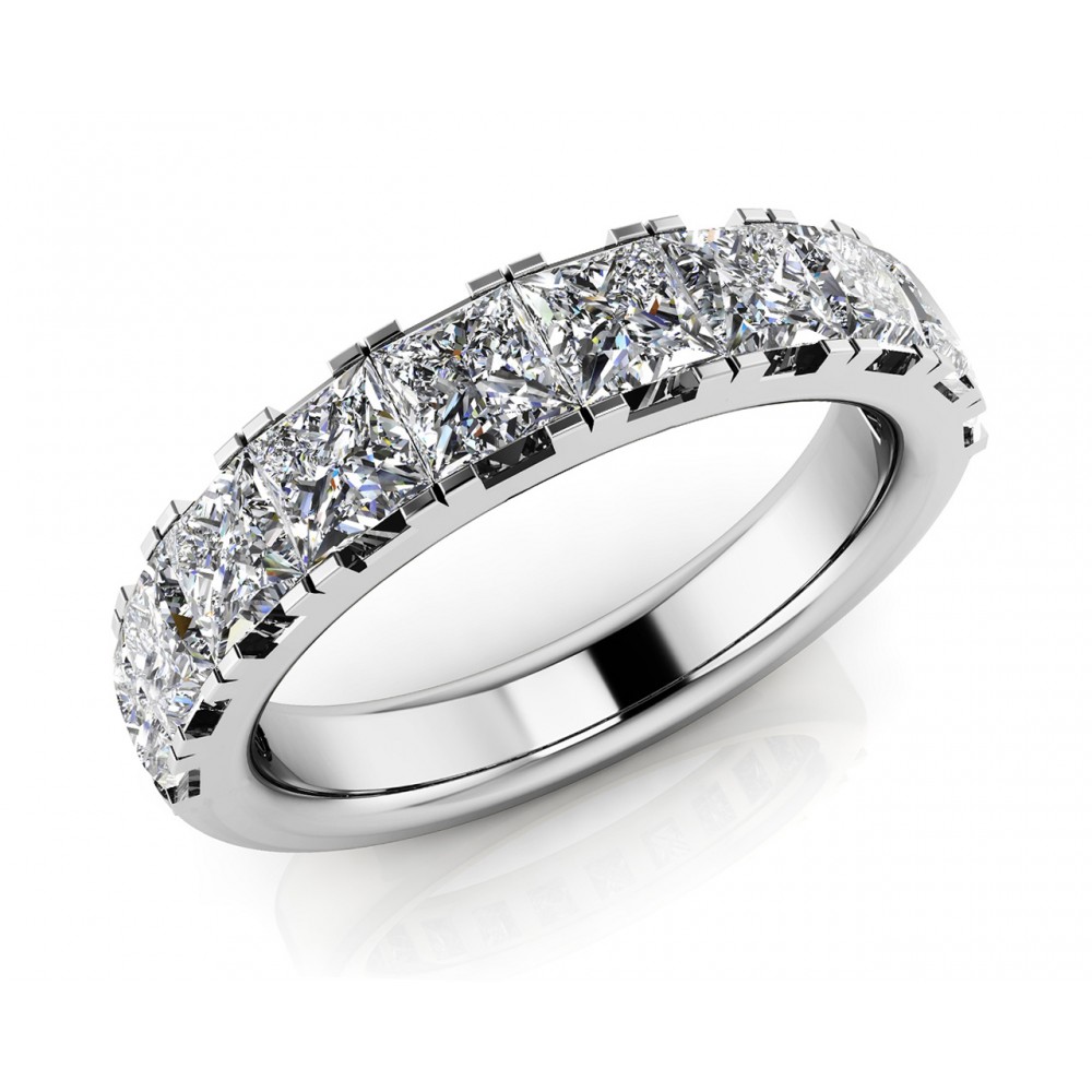 1.10 ct Ladies Princess Cut Diamond Eternity Wedding Band Ring (Color G Clarity SI-1) in 14 Kt White Gold