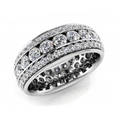 5.90 ct Ladies  Round Cut Diamond Eternity Wedding Band Ring (Color G Clarity SI-1) in 14 Kt White Gold