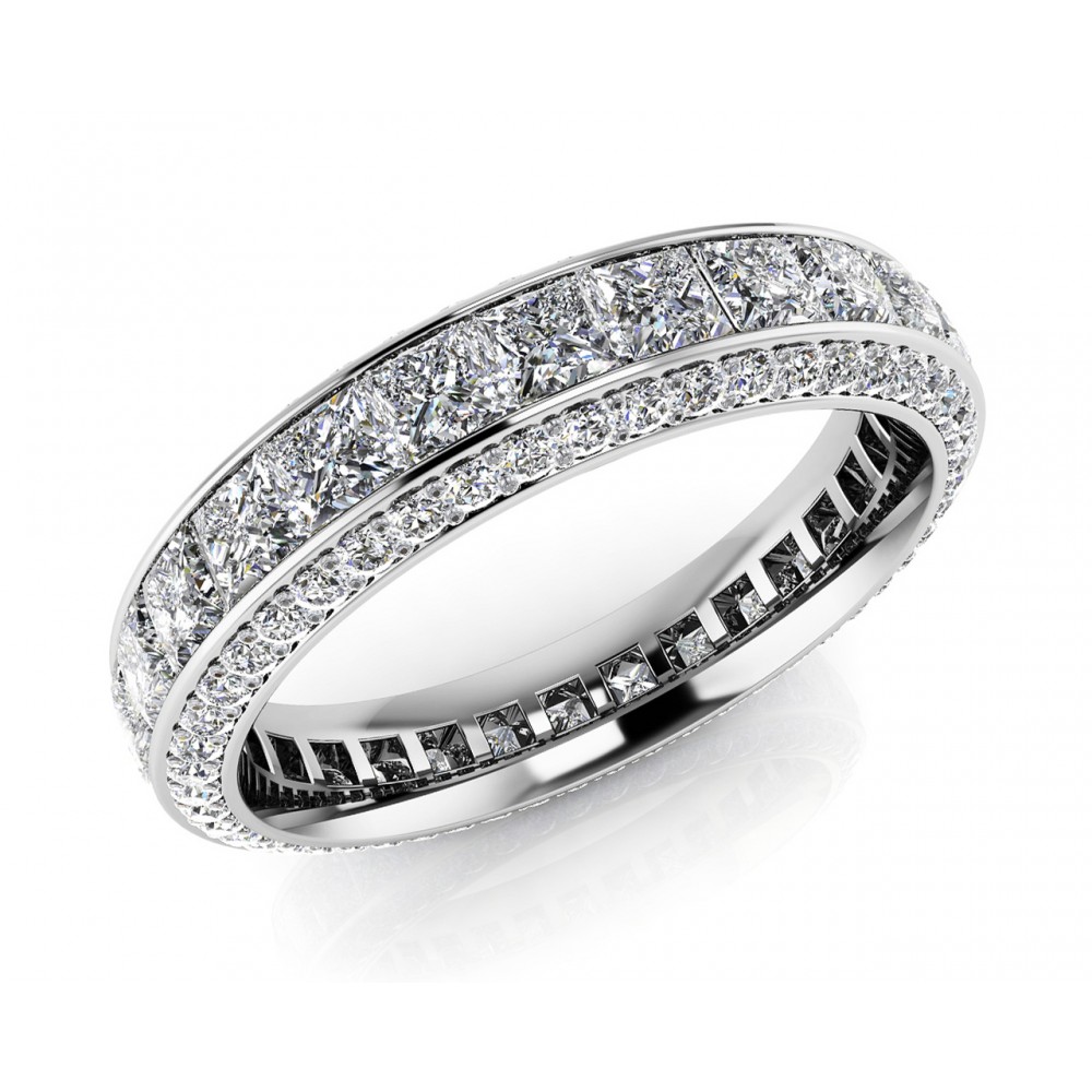 0.78 ct Ladies Round Cut Diamond Eternity Wedding Band Ring (Color G Clarity SI-1) in 14 Kt White Gold
