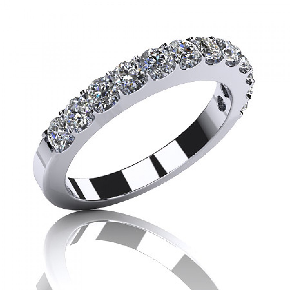 1.20 ct Ladies Round Cut Diamond Eternity Wedding Band Ring (Color G Clarity SI-1) in 14 Kt White Gold