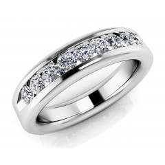 1.17 ct Ladies Round Cut Diamond Eternity Wedding Band Ring (Color G Clarity SI-1) in 14 Kt White Gold