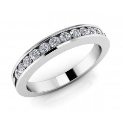 1.01 ct Ladies Round Cut Diamond Eternity Wedding Band Ring (Color G Clarity SI-1) in 14 Kt White Gold