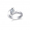 1.25 Ct Lady's Round Cut Diamond Engagement Ring G/Si1 14 Kt White Gold