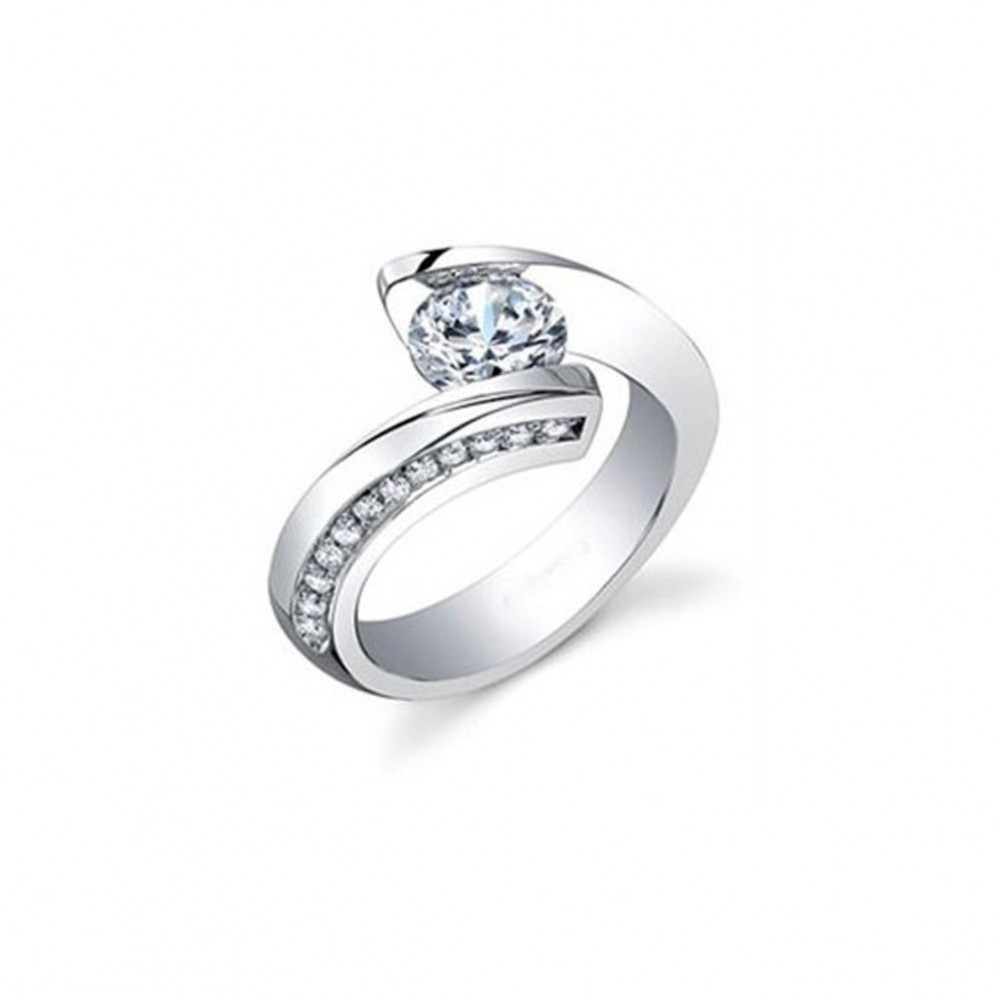1.25 Ct Lady's Round Cut Diamond Engagement Ring G/Si1 14 Kt White Gold