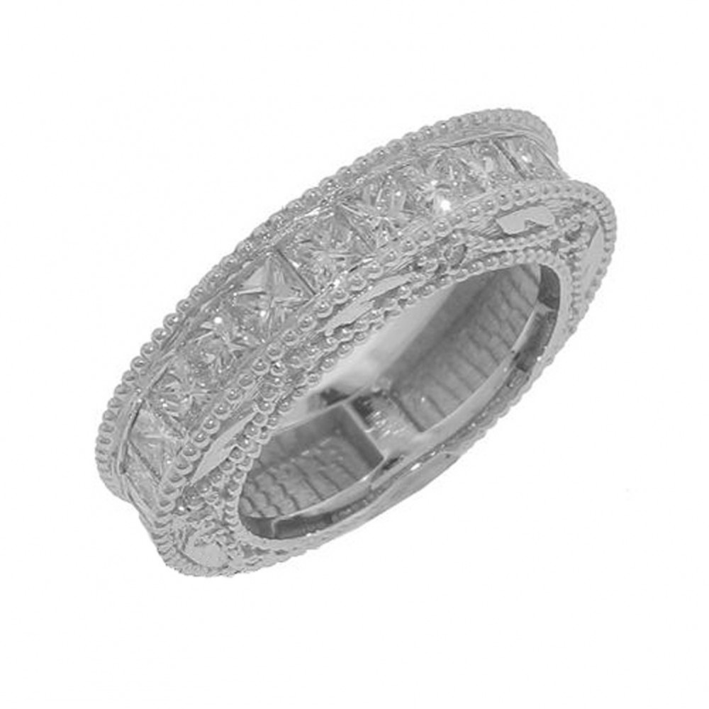 2.25ct Princess Cut Lady's Diamond Eternity Wedding Band Rings F/Vs2 New Design!