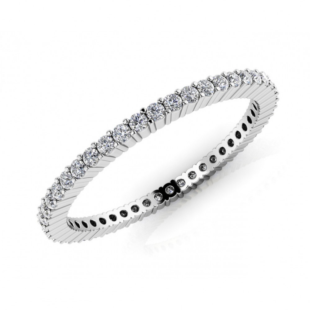 1.00 ct Ladies Round Cut Diamond Eternity Wedding Band Ring (Color G Clarity SI-1) in 14 Kt White Gold