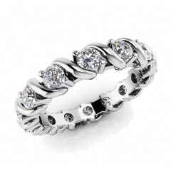 2.00 ct Ladies Round Cut Diamond Eternity Wedding Band Ring (Color G Clarity SI-1) in 14 Kt White Gold